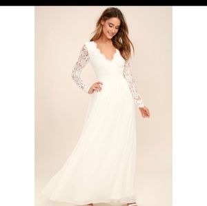 Lulus white long sleeve lace maxi dress